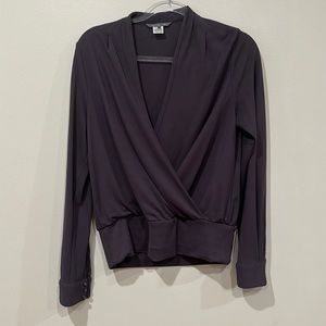 Pippa Faux Wrap Drape Top in Shark Grey